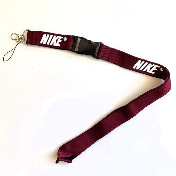 NEW NIKE LANYARD ID BADGEHOLDER  KEYCHAIN MAROON AND WHITE - Picture 2 of 5